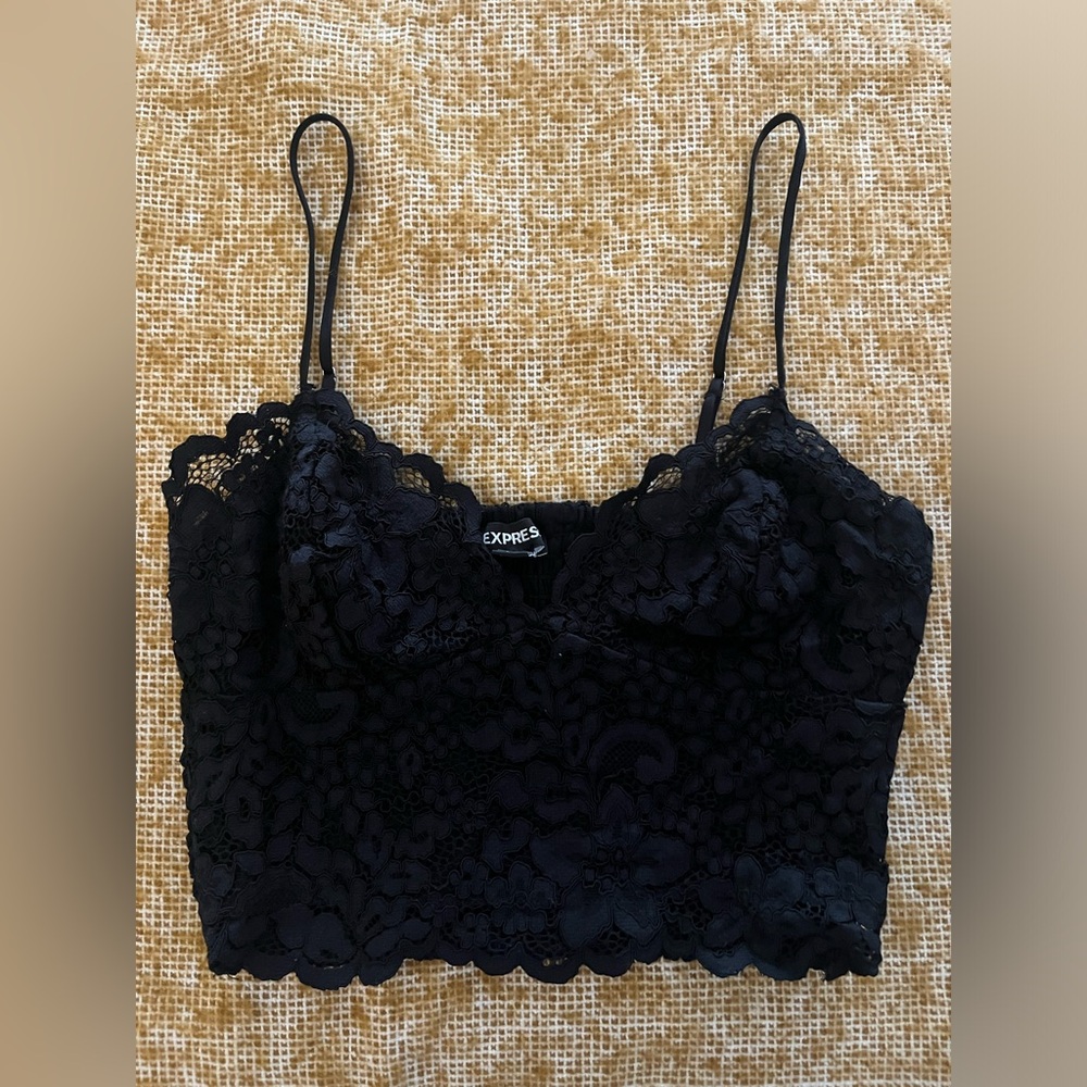 Express Brand- black lace crop-top